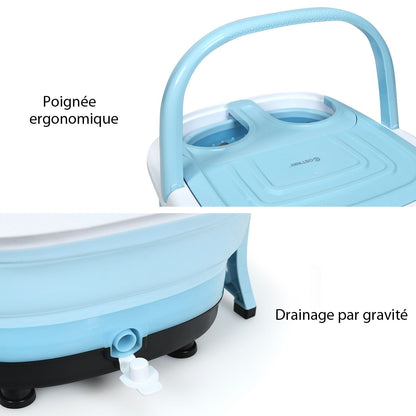 Bain De Pieds Thalasso Balnéothérapie Avec Télécommande Cuve Repliable Lumière Infrarouge Avec Massage À Bulles Et Vibration Bleu