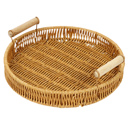 Plateau de rangement en rotin tissé à la main