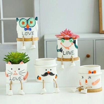 Pot de fleurs décorés, atypique et adorable