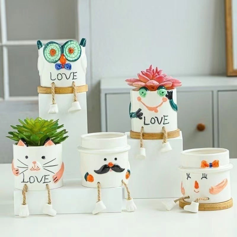 Pot de fleurs décorés, atypique et adorable