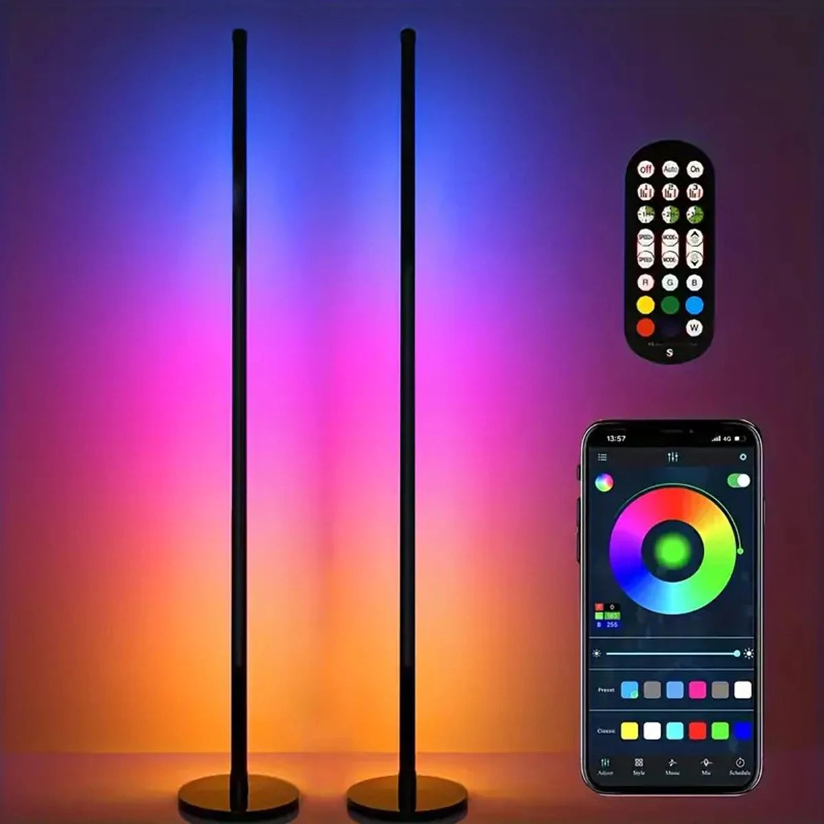 Lampadaire RGB Intelligent, contrôle musique éclairage
