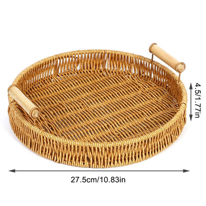 Plateau de rangement en rotin tissé à la main