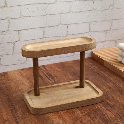Support de rangement en bois 2 couches de présentoir