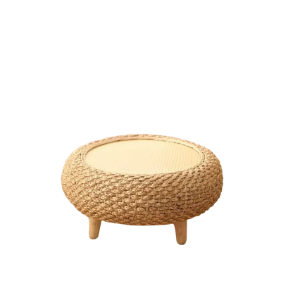 Table basse ronde moderne en rotin tissé à la main
