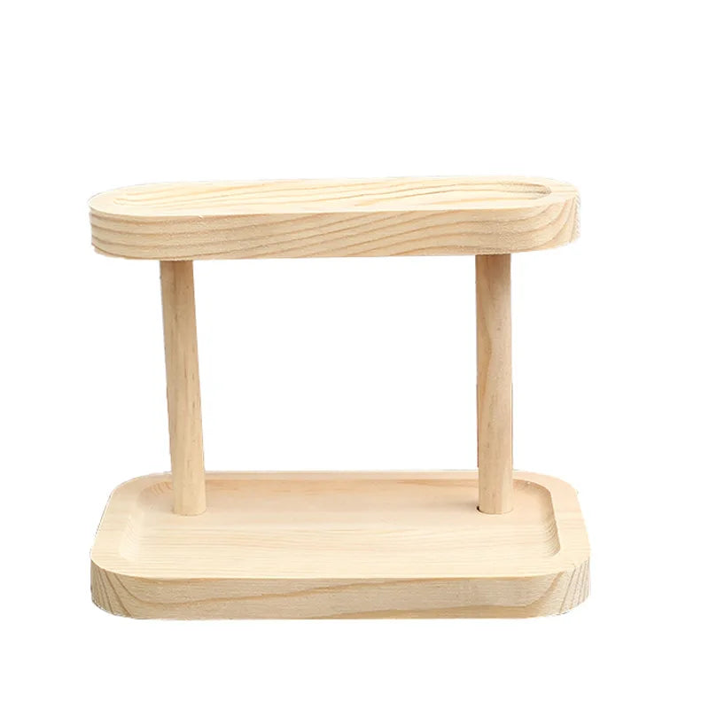 Support de rangement en bois 2 couches de présentoir